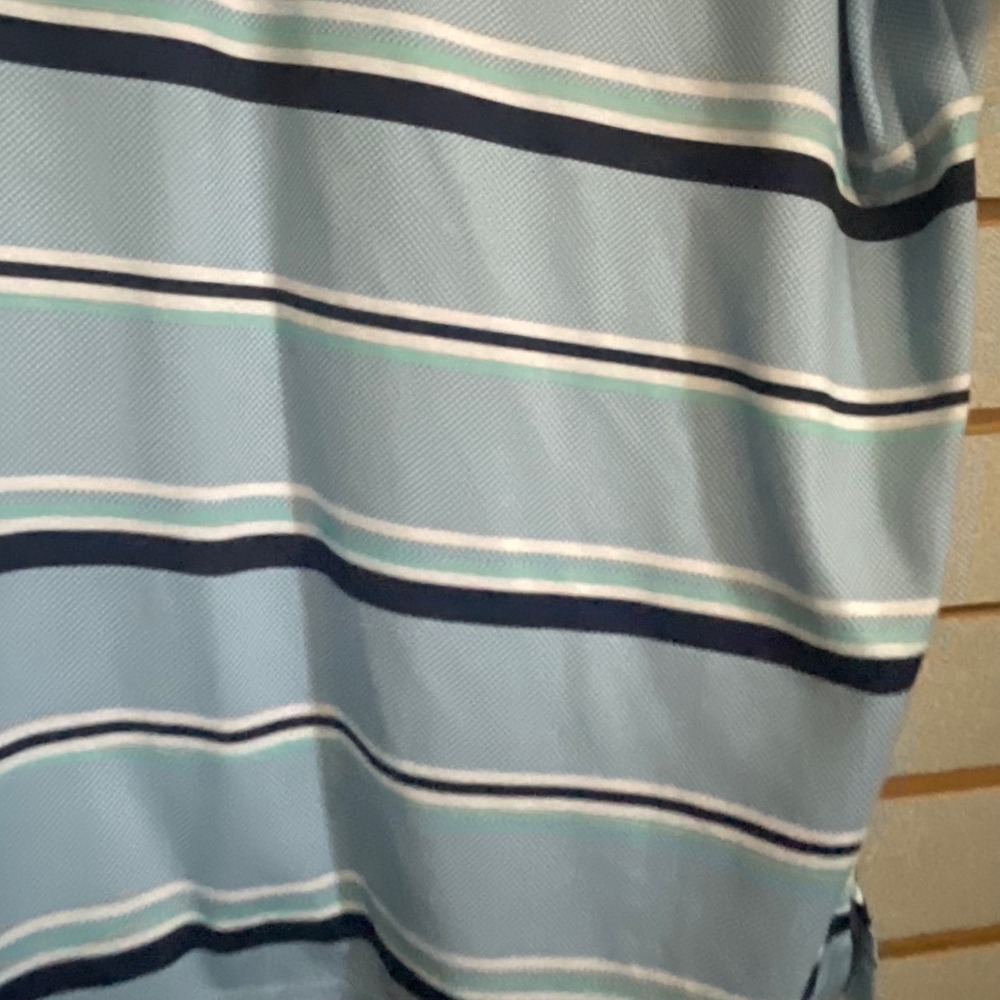 PGA Tour Pro Series Mens XXL Polo Shirt Blue Striped Athletic Fit Short Sleeve - Picture 5 of 5